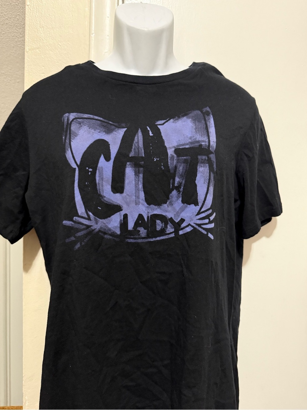 Black 'Cat Lady' Graphic Tee - Women's Casual Shirt